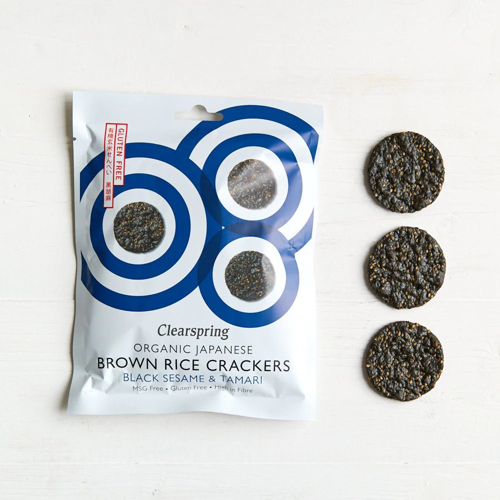 Organic Japanese Brown Rice Crackers - Black Sesame & Tamari - Image 3