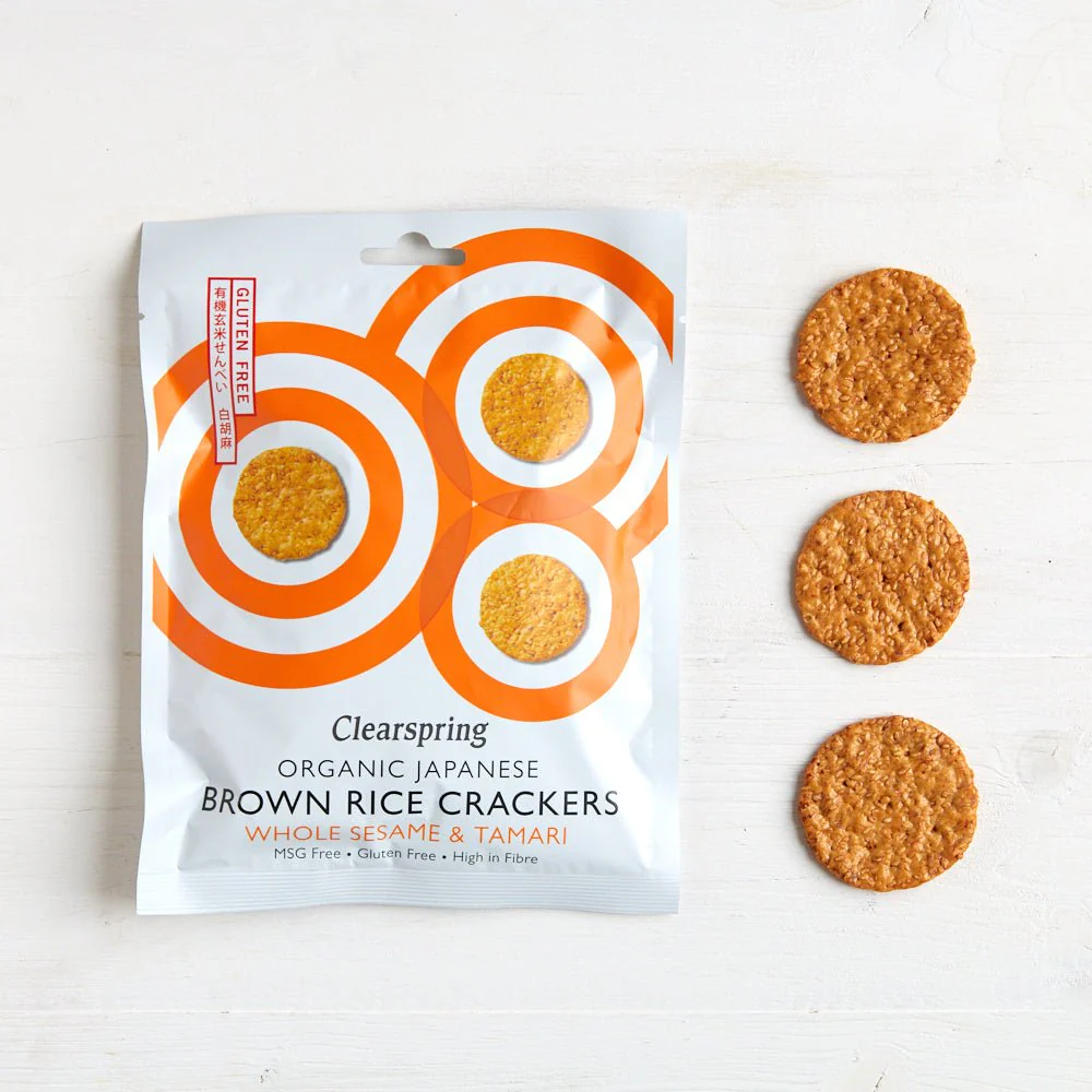 Organic Japanese Brown Rice Crackers - Whole Sesame & Tamari - Image 3
