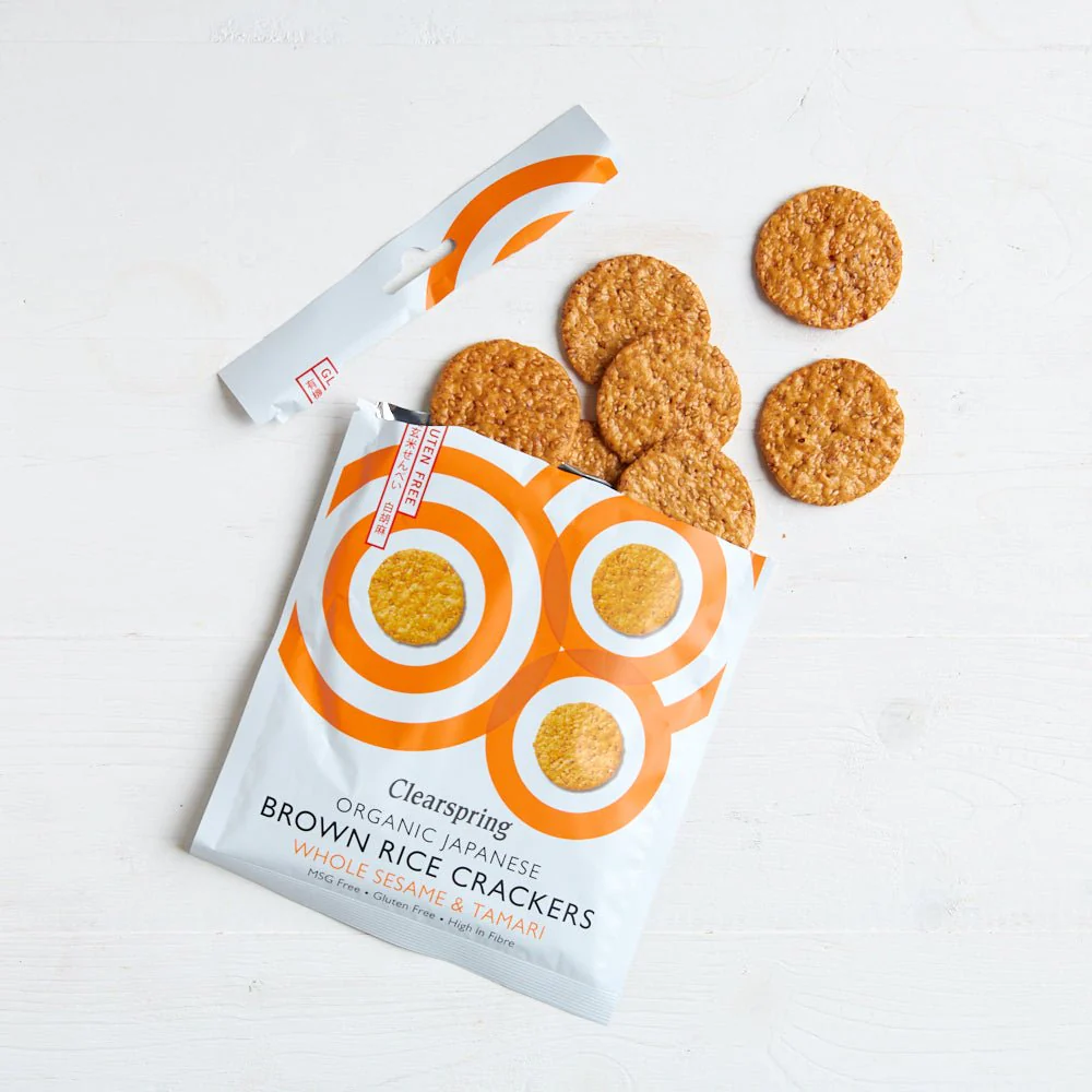 Organic Japanese Brown Rice Crackers - Whole Sesame & Tamari - Image 4