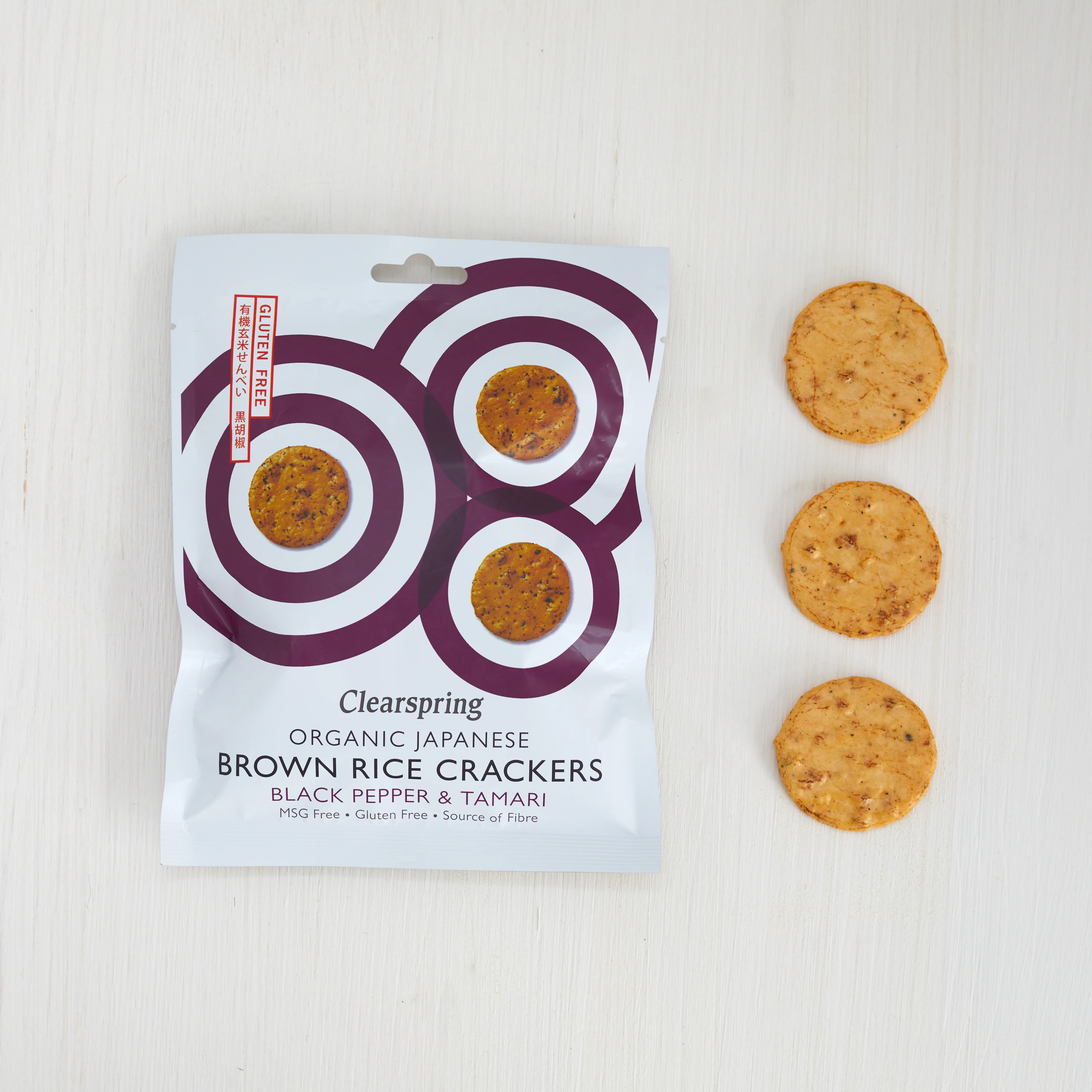 Organic Japanese Brown Rice Crackers - Black Pepper & Tamari - Image 3