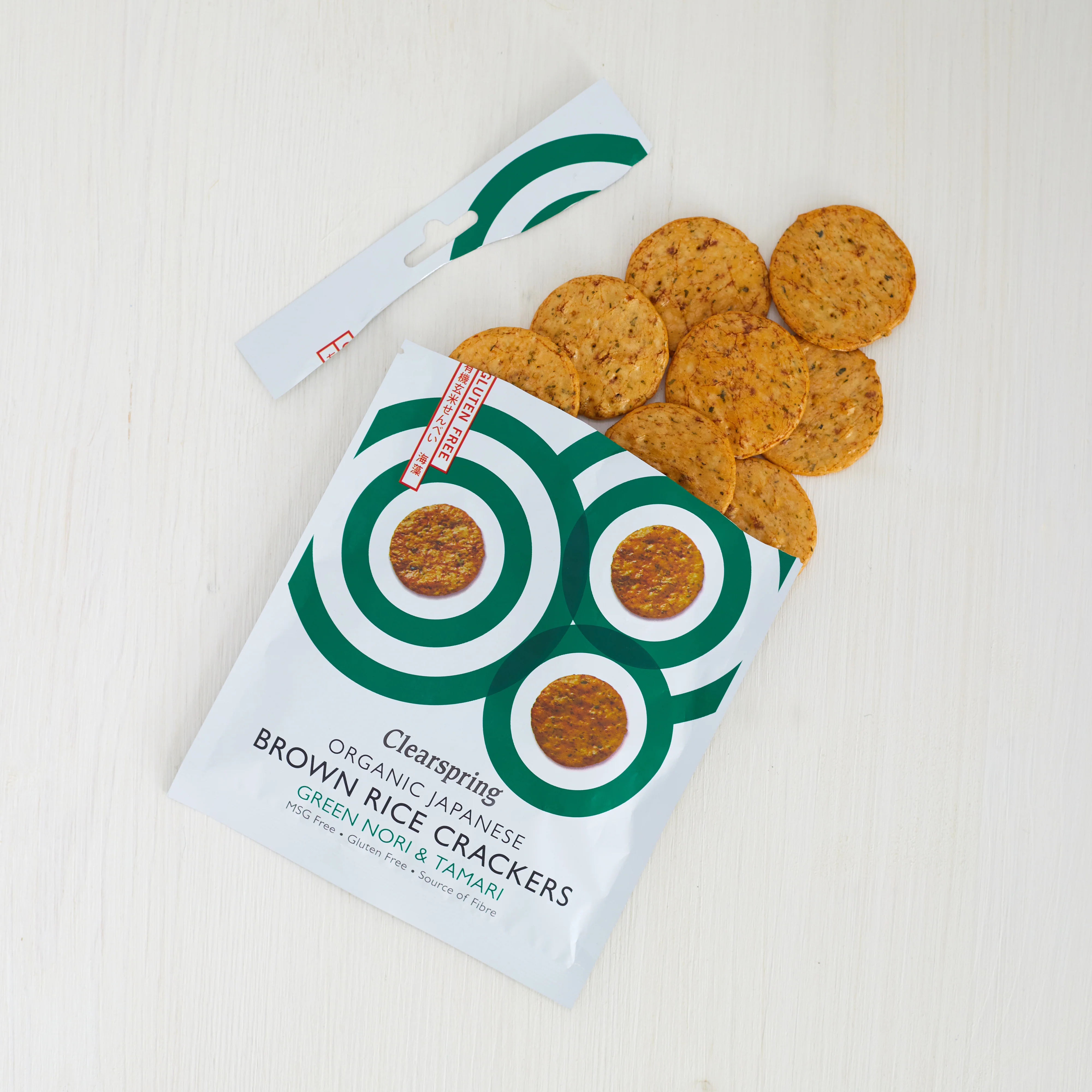 Organic Japanese Brown Rice Crackers - Green Nori & Tamari - Image 4
